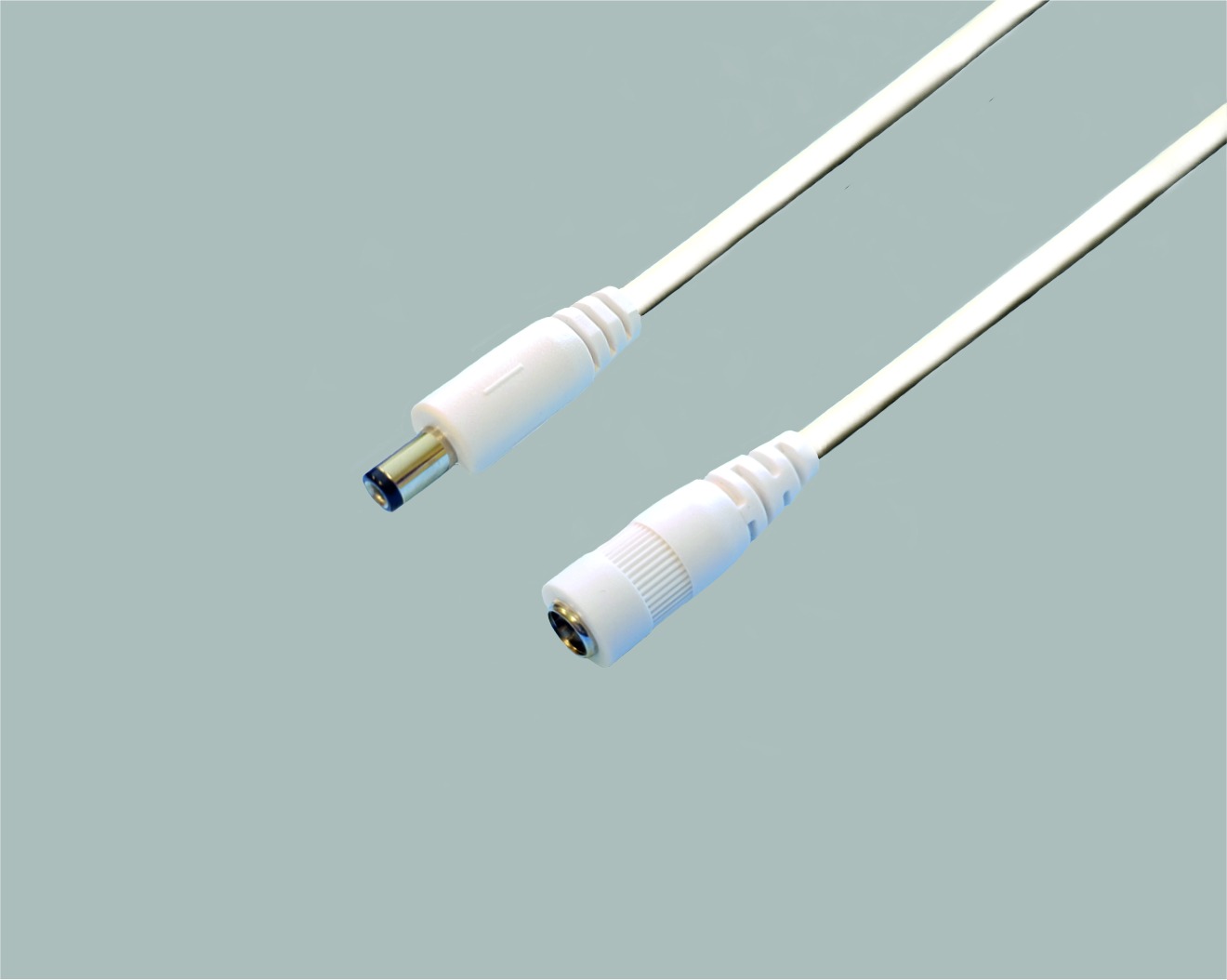 DC Anschlusskabel DC-Stecker 2,5mm/5,5mm/9,5mm auf DC-Kupplung 2,5mm/5,5mm , 0,50mm² , weiss 3.0m, 100 Stk.