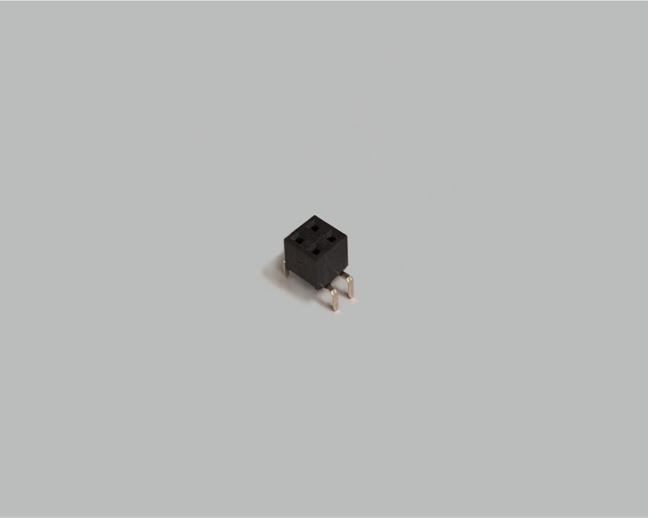 Buchsenleiste zweireihig mit Dual Entry 2x2-polig, gerade, vergoldet, Raster 2,54mm, Bauhöhe 5,0mm, Isolation Nylon 9T, nicht trennbar