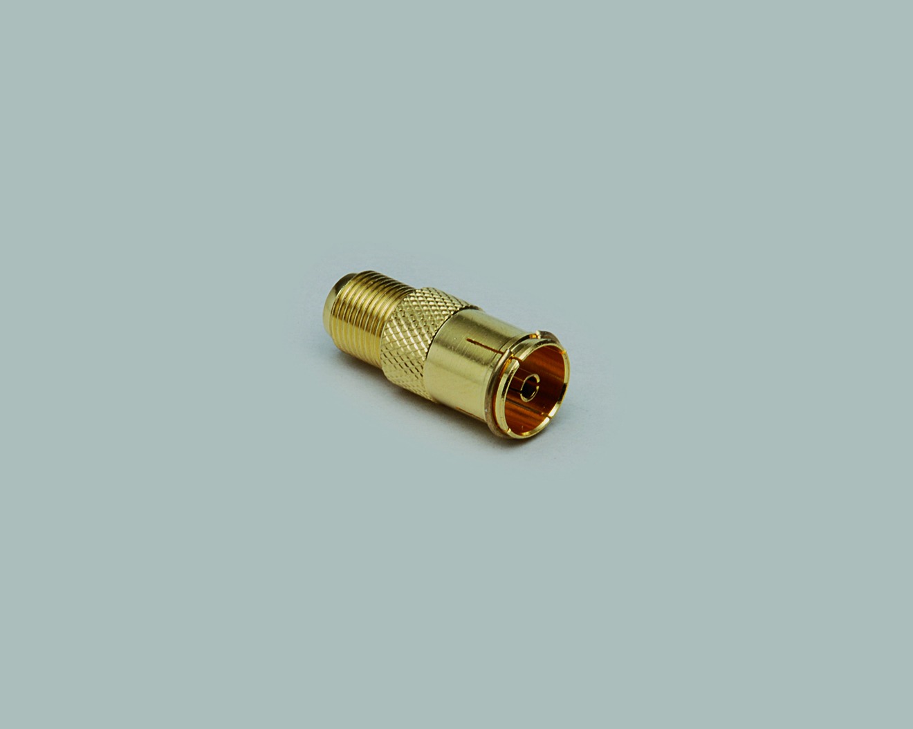 Adapter, F-Kupplung auf Koax-Quick-Kupplung, kompl. vergoldet