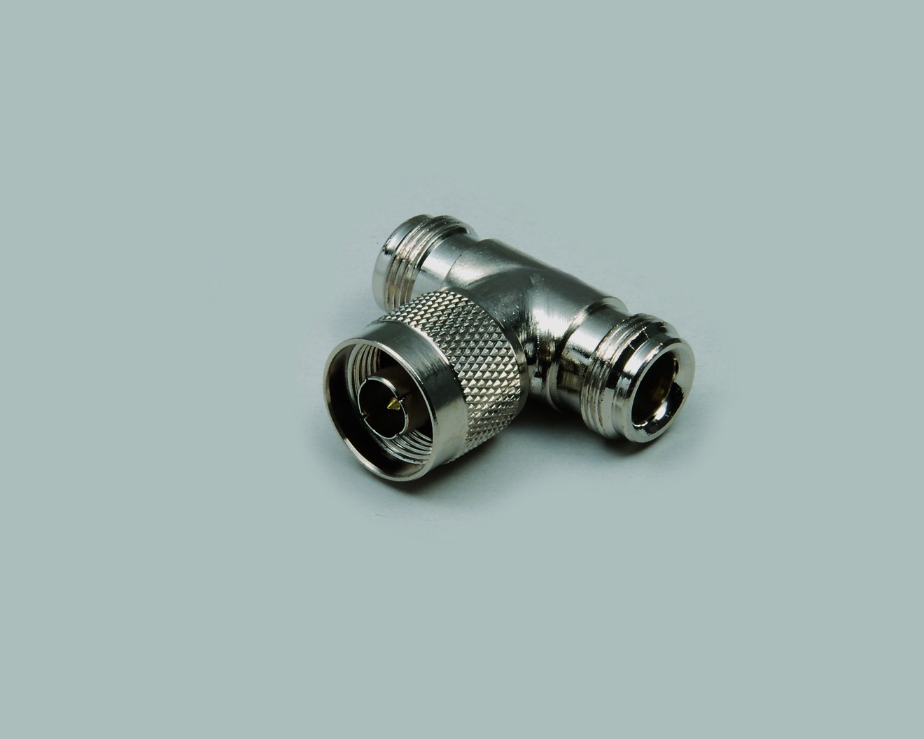 Adapter, T-Stück, 1 x N-Stecker, 2 x N-Kupplung, 50 Ohm