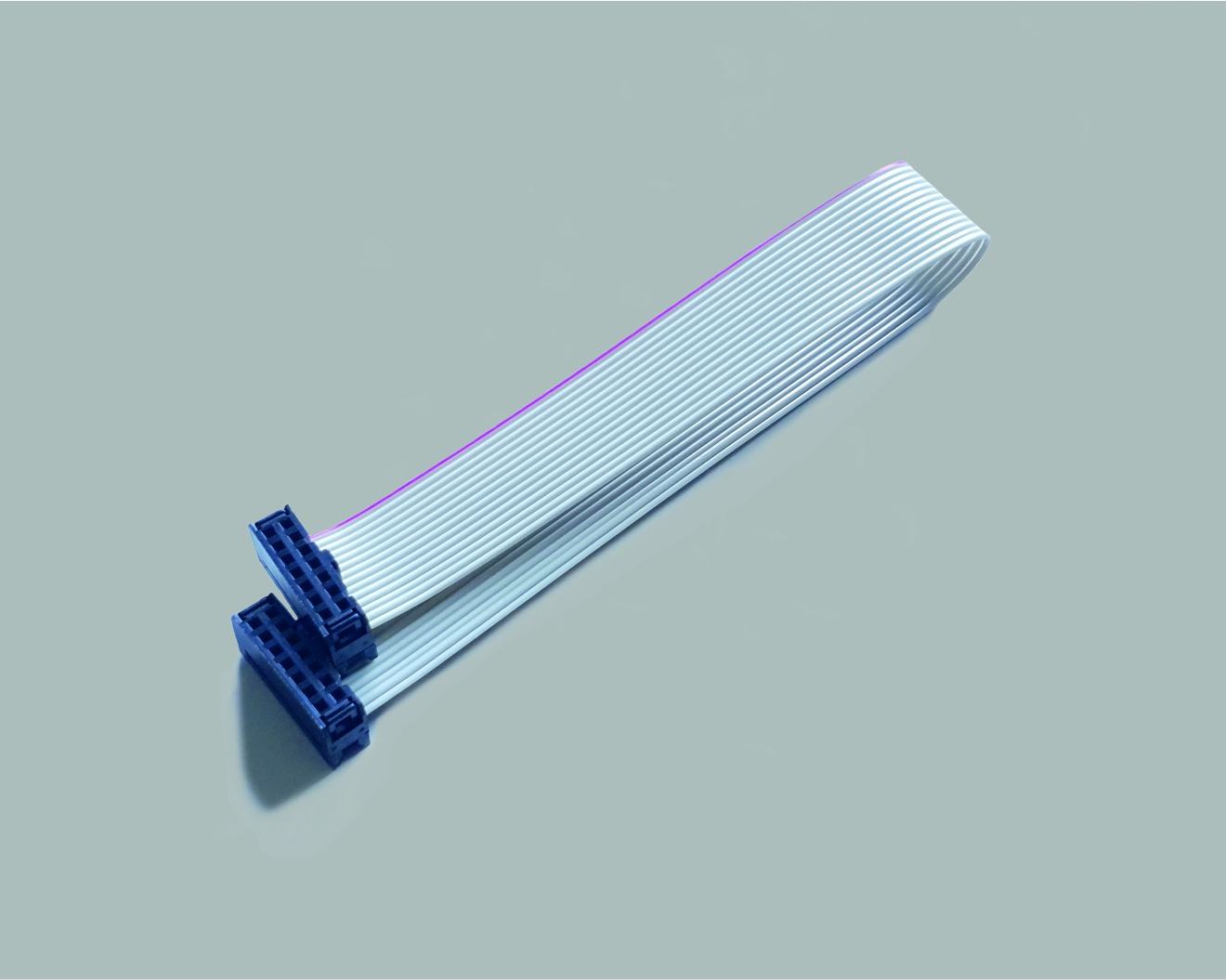 Flachkabel mit Pfostenverbinder 2x7-polig, 2x Pfostenverbinder Raster 2,54mm, H=11mm, schwarz, Flachbandkabel Raster 1,27mm, AWG 28, grau