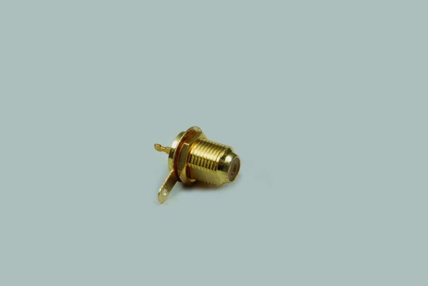 F-Einbaubuchse, Einlochmontage, Gewindelänge 11mm, mit Mutter, kompl. vergoldet