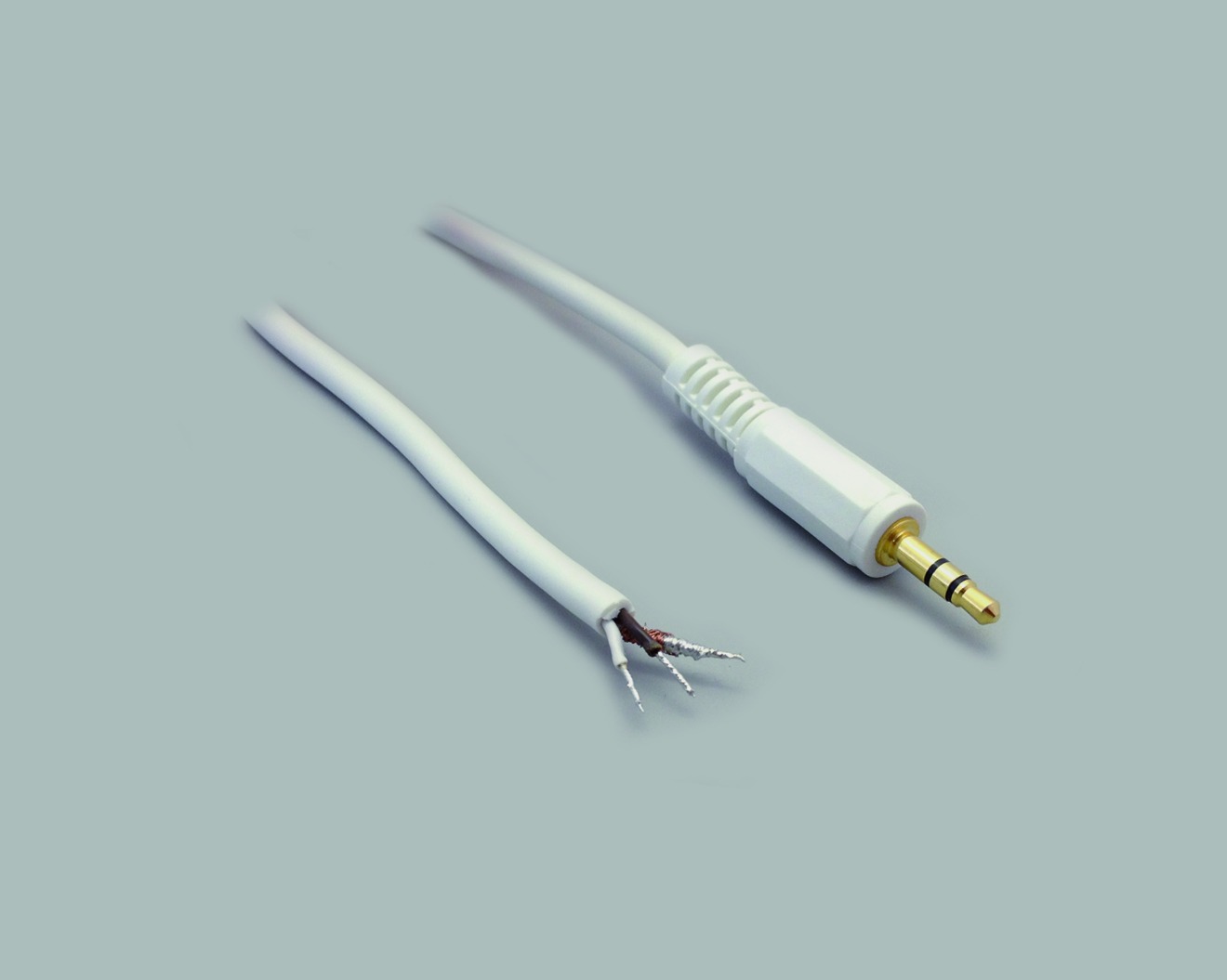 Audio-Anschlusskabel geschirmt, Klinkenstecker 3,5mm Stereo, gerade, vergoldet, weiss, Länge 1,8m