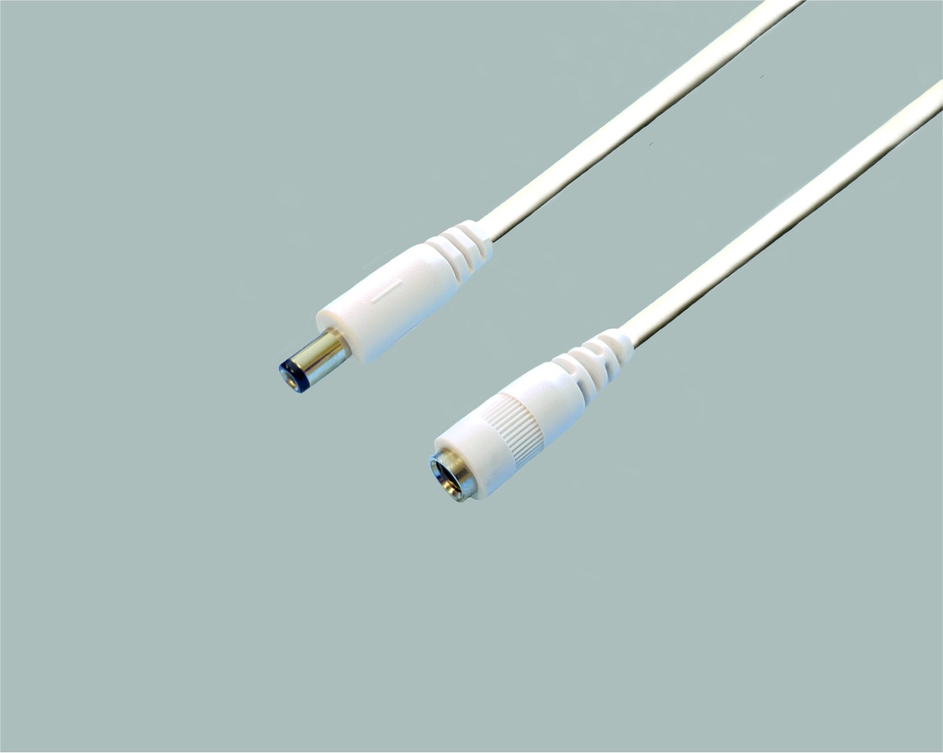DC Anschlusskabel, DC-Stecker gerade 2,5x5,5x9,5mm auf DC-Kupplung 2,5x5,5mm , 0,50mm² , weiß, 3m