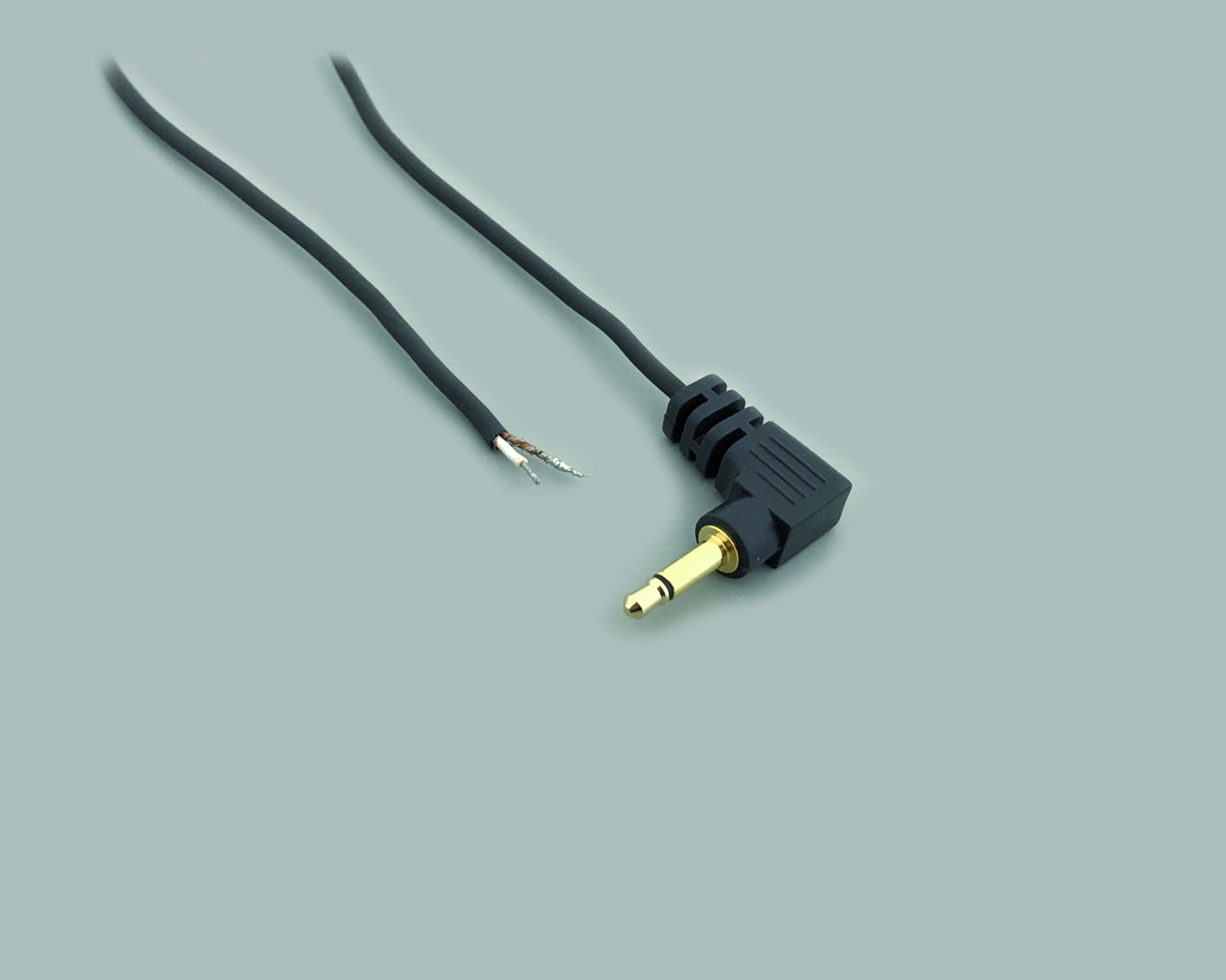 Audio-Anschlußkabel, 1,8m, schwarz, KabelØ 2.50mm, 3,5mm Klinkenstecker gewinkelt, Mono, vergoldet