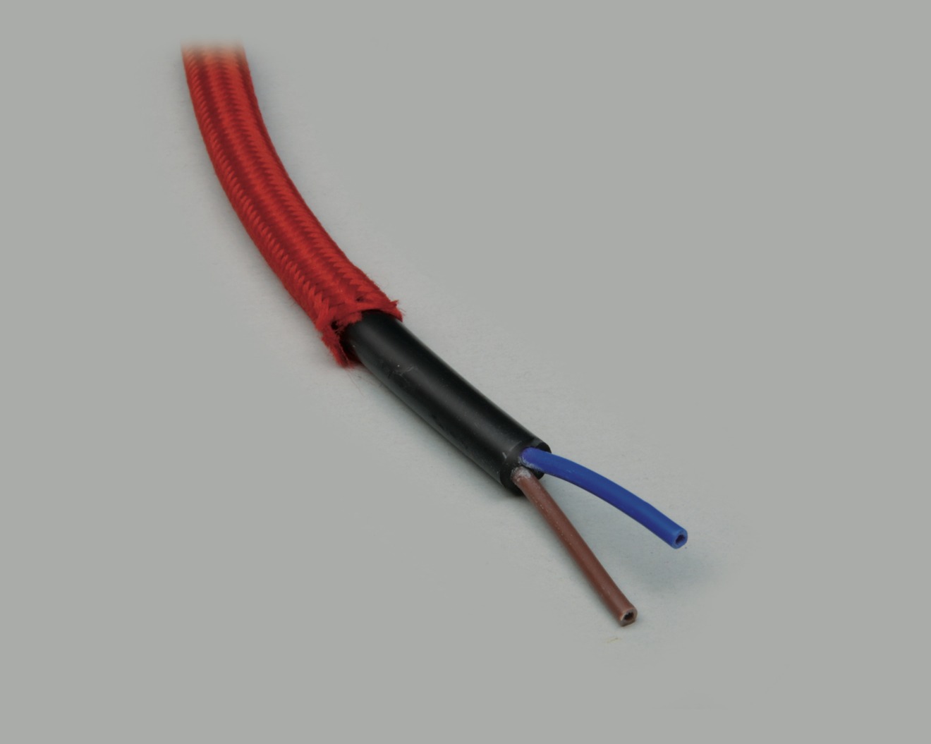 Textilleitung H05VV-F 3x1,0mm², PVC-Mantel mit roter Textilumspannung, 5,0m Ring