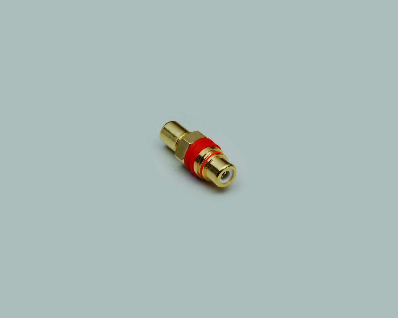 Cinch-Einbauadapter, Chinch-Buchse auf Chinch-Buchse, vergoldet, schwarze Kennung