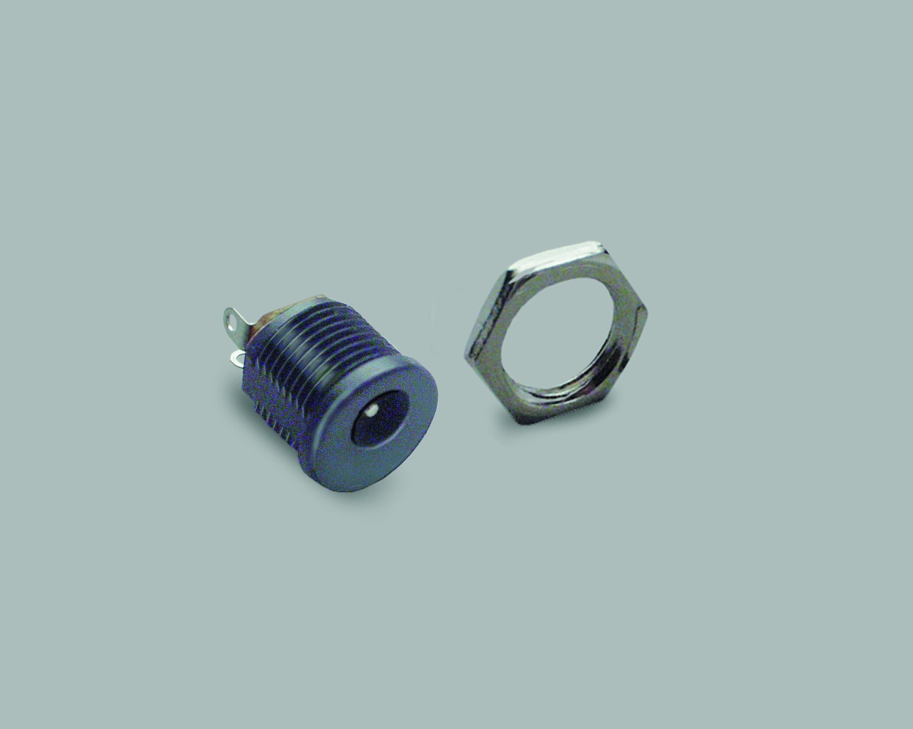 DC-Einbaubuchse, Schalter in Ruhestellung geschl., runde Ausf., isolierter Einbau, Stift 2,1mm, 24VDC/5A, 50 Stk.