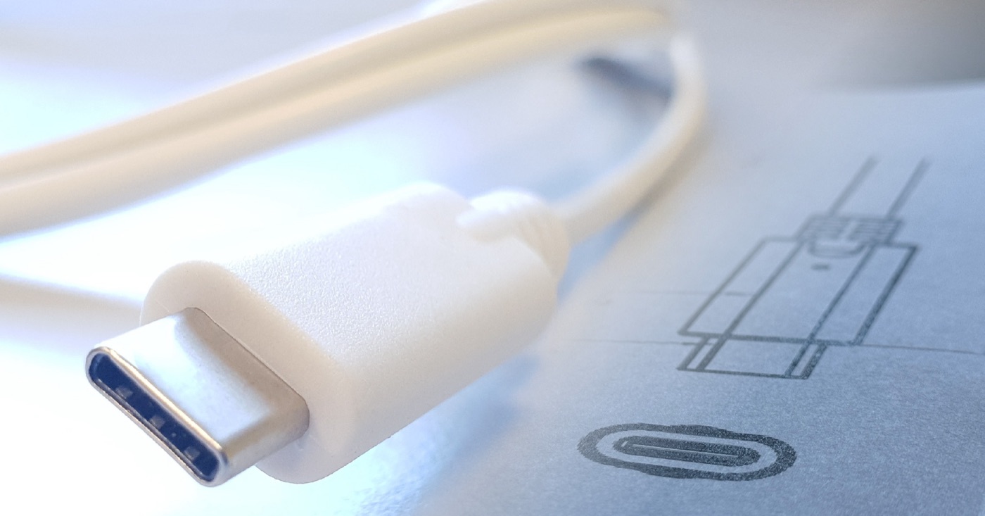 USB-C-Anschlusskabel von BKL Electronic auf einer technischen Zeichnung