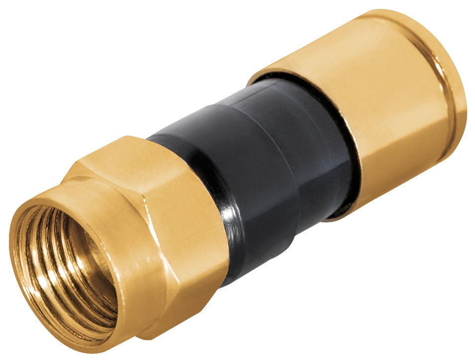 F-Kompressions-Stecker für Kabel 6,8mm-7,4mm, Isolation 5,0mm, Gehäuse vergoldet