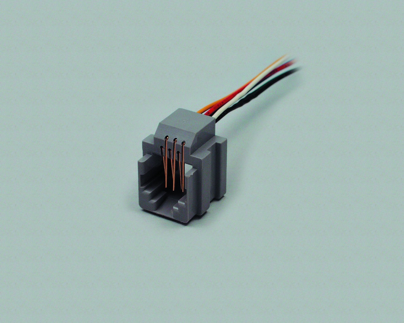 Modular-Einbaubuchse 8-polig 8P8C(RJ45), ungeschirmt, mit Kabel-Länge ca. 70mm, Farbe grau, für Patchpaneleinbau geeignet