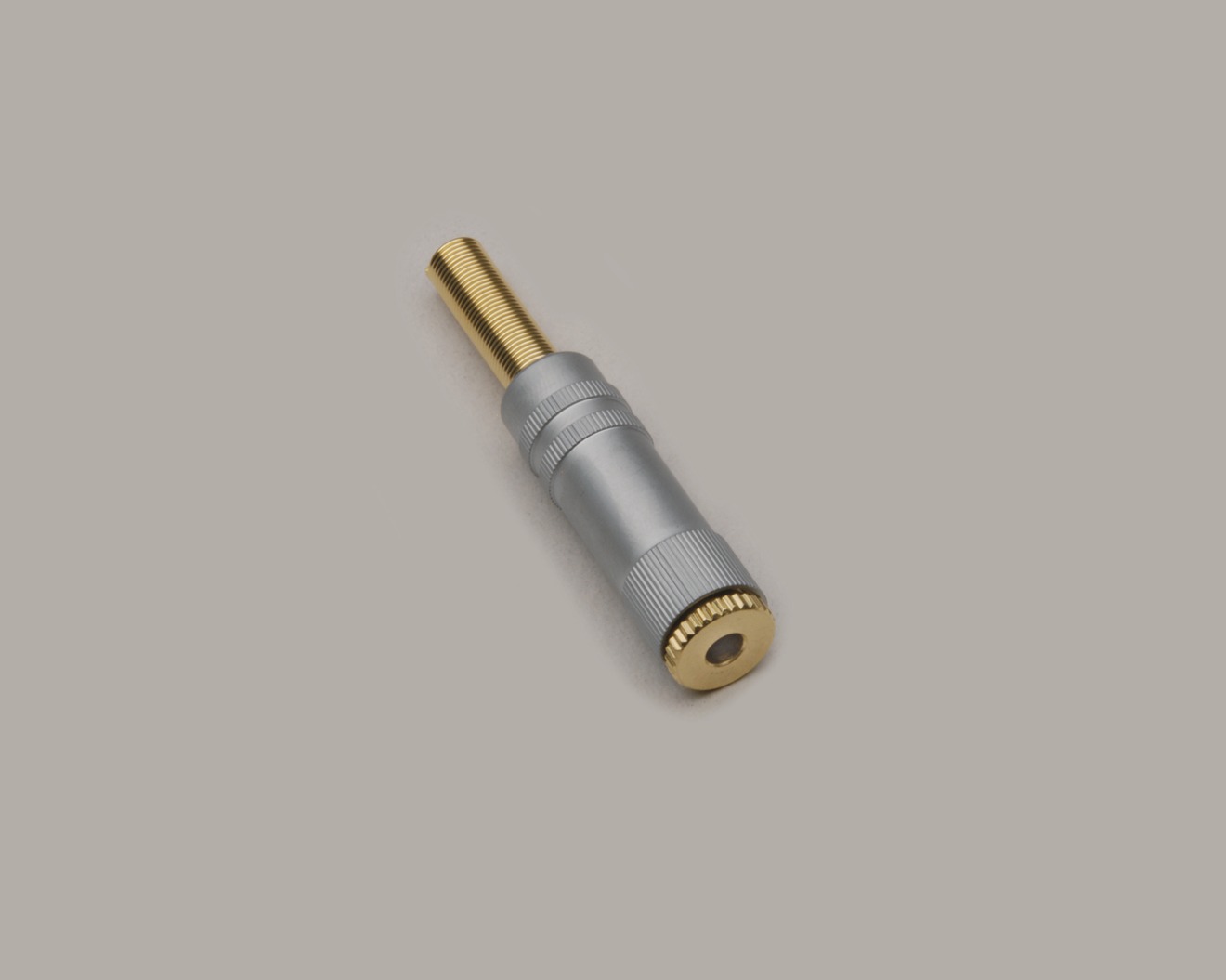 Klinkenkupplung, 3,5mm Stereo, 24K vergoldet, Gehäuse Pearlchrome, mit Knickschutz