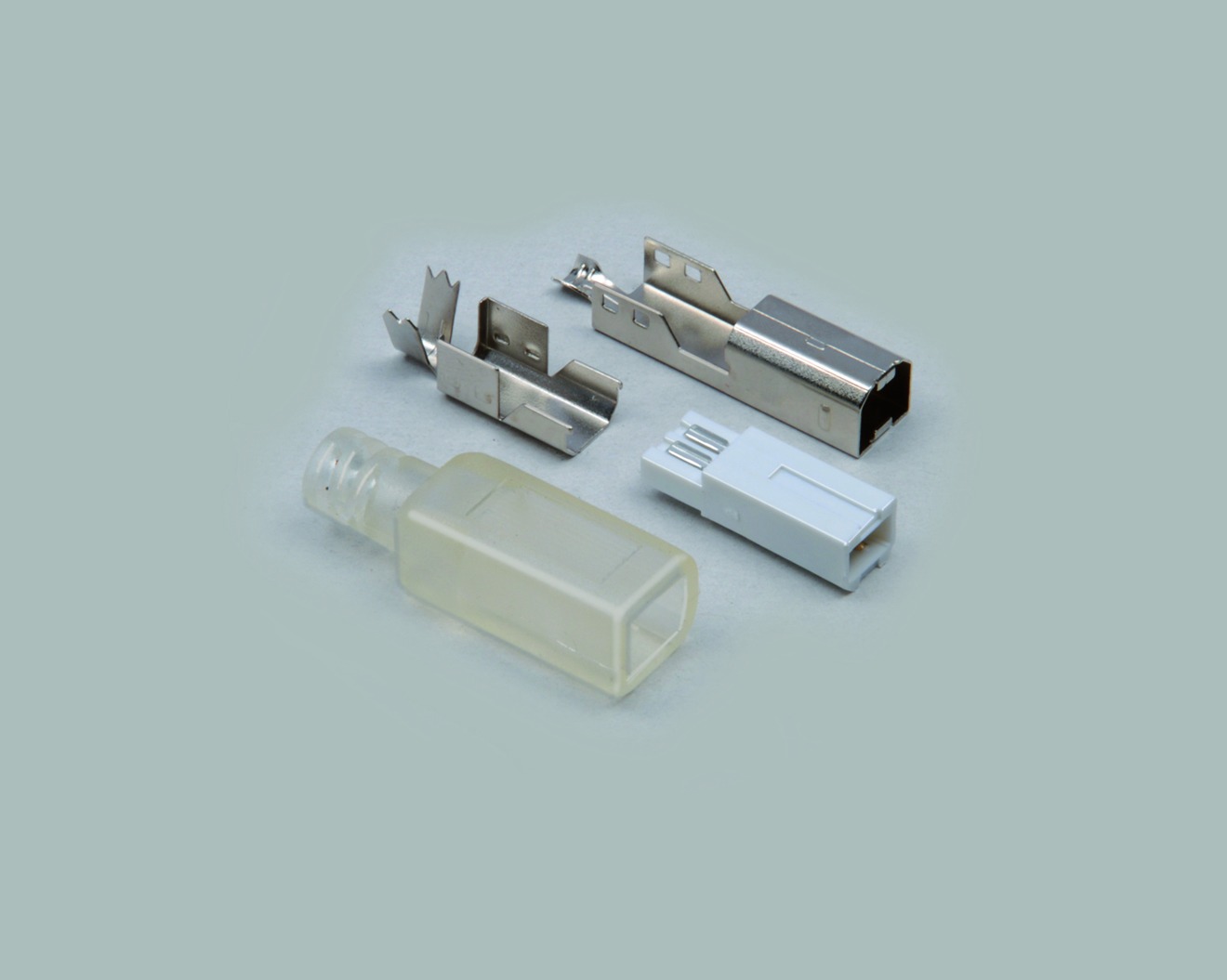 Haube für USB-B Stecker, Lötausführung, 100 Stk.