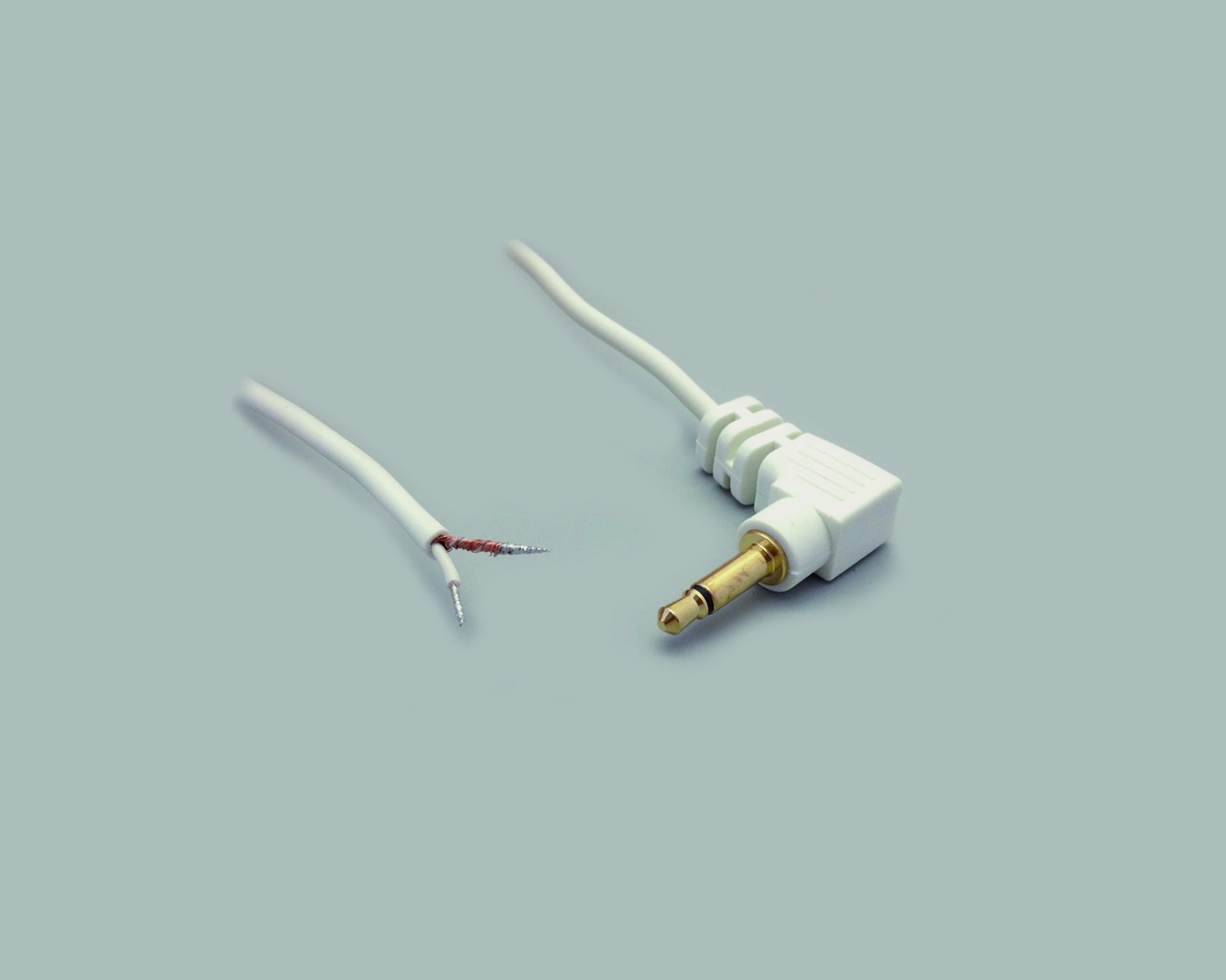 Audio-Anschlusskabel geschirmt, Klinkenstecker 3,5mm Mono, winkel, vergoldet, weiss, Länge 1,8m
