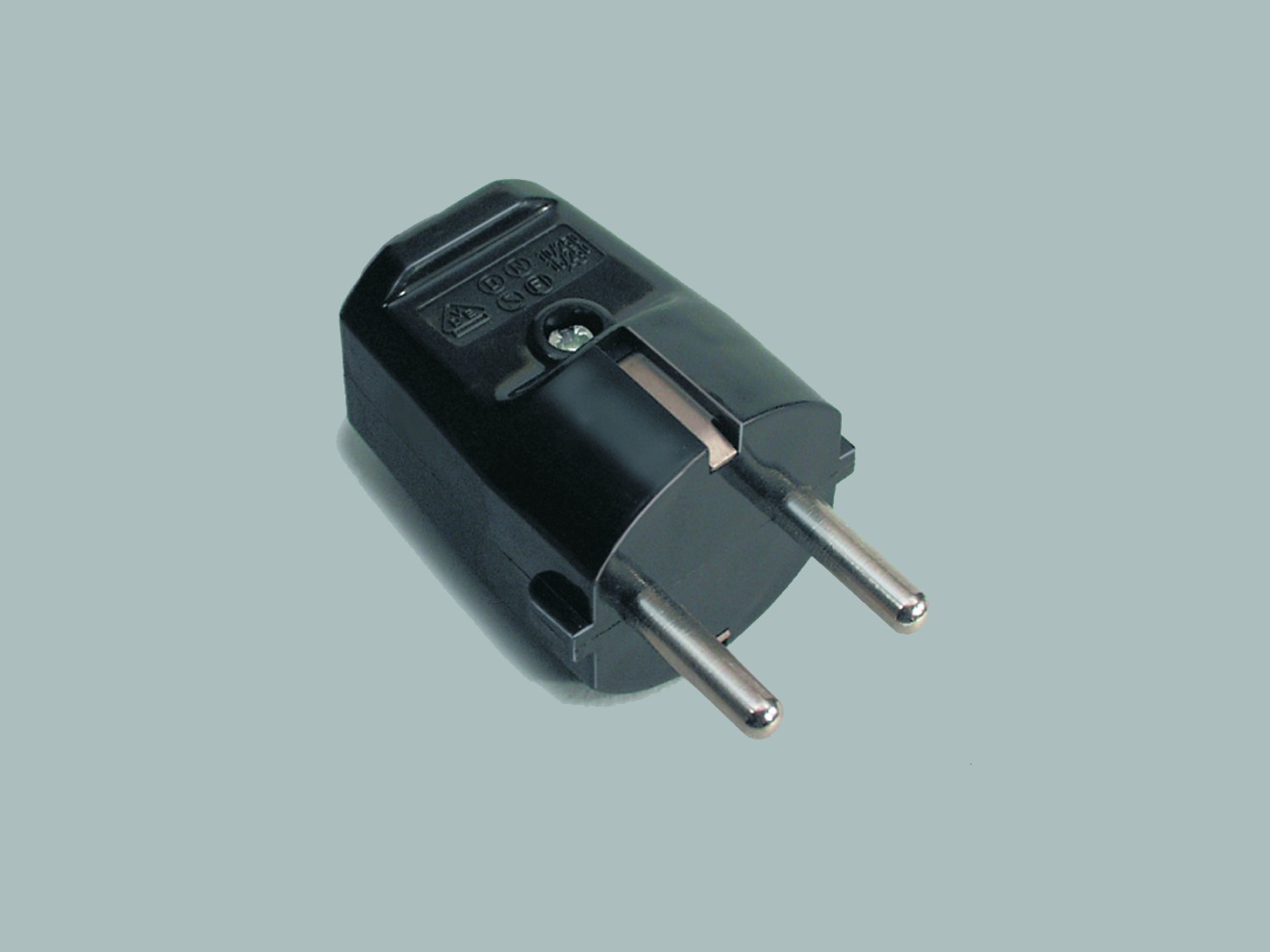Schutzkontakt-Wandstecker, seitl. Kabelführung, schwarz