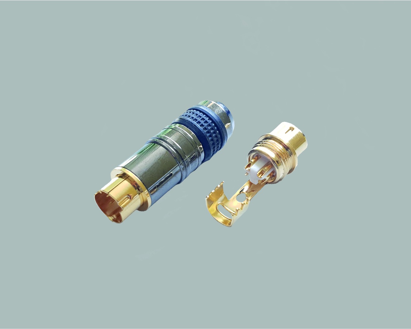 Mini DIN-Stecker, Kennring schwarz, 4-polig für Kabel Ø5-8mm