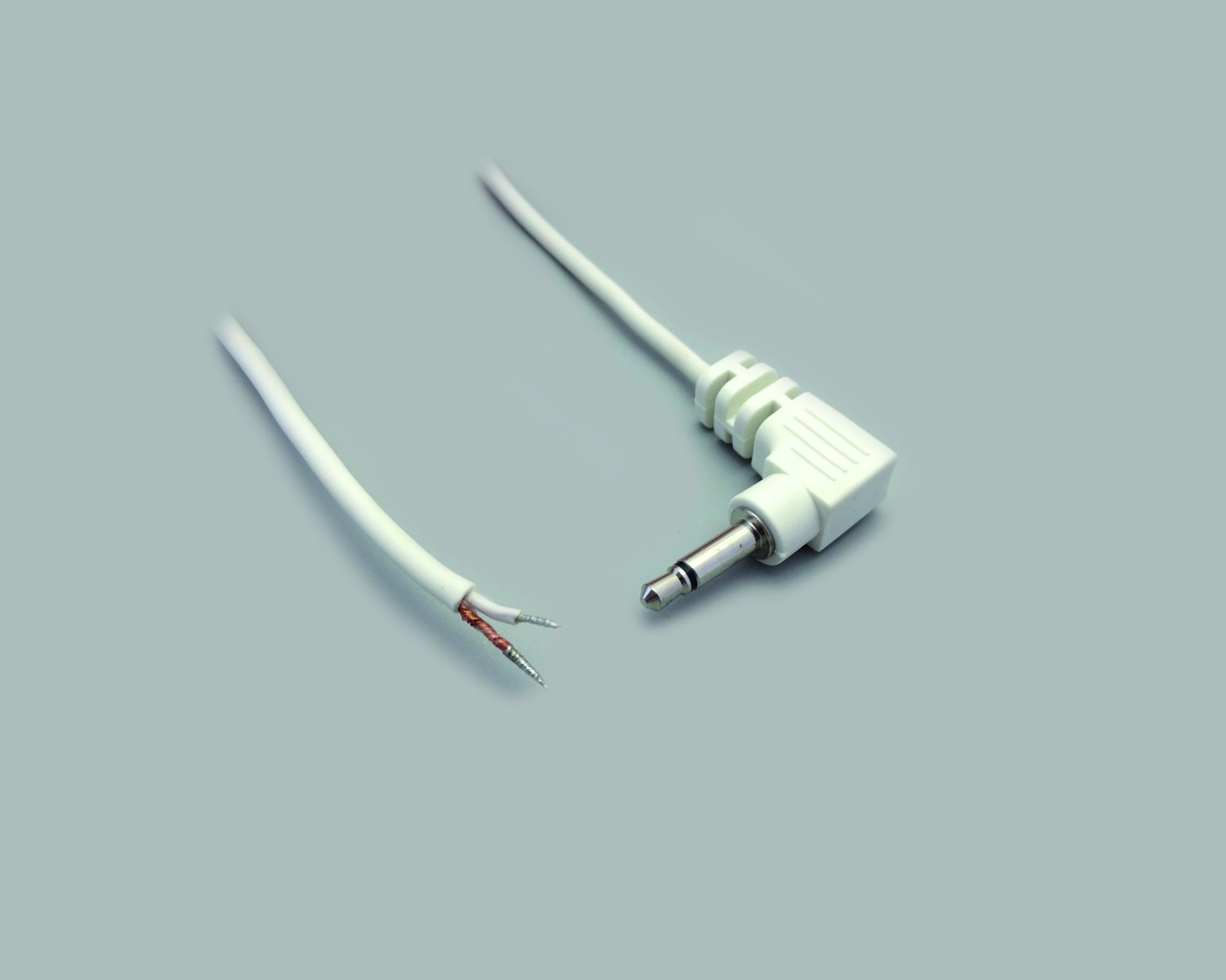 Audio-Anschlusskabel geschirmt, Klinkenstecker 3,5mm Mono, winkel, weiss, Länge 1,8m