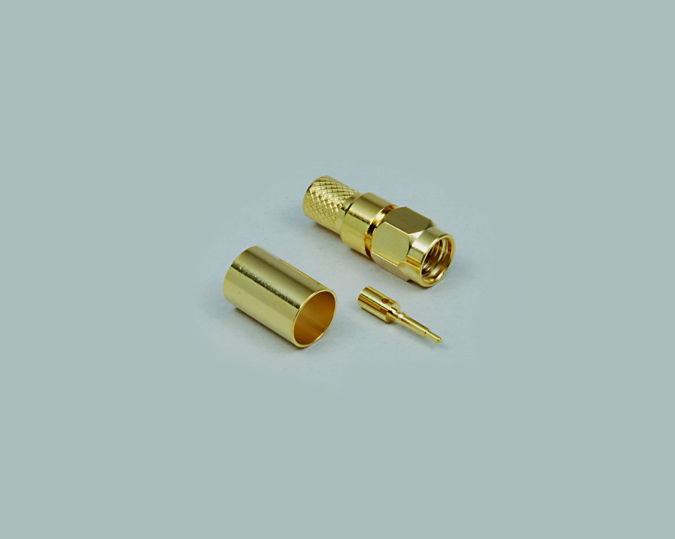 SMA-Stecker, Crimpausführung, RG 174/U, vergoldet, 100 Stk.