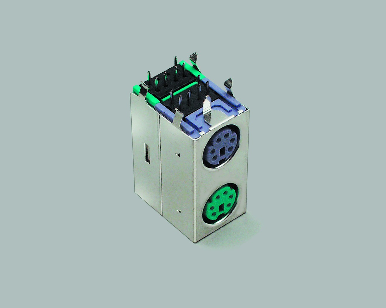 Mini-DIN-Einbaubuchse 2 x 6-pol., grün-violett