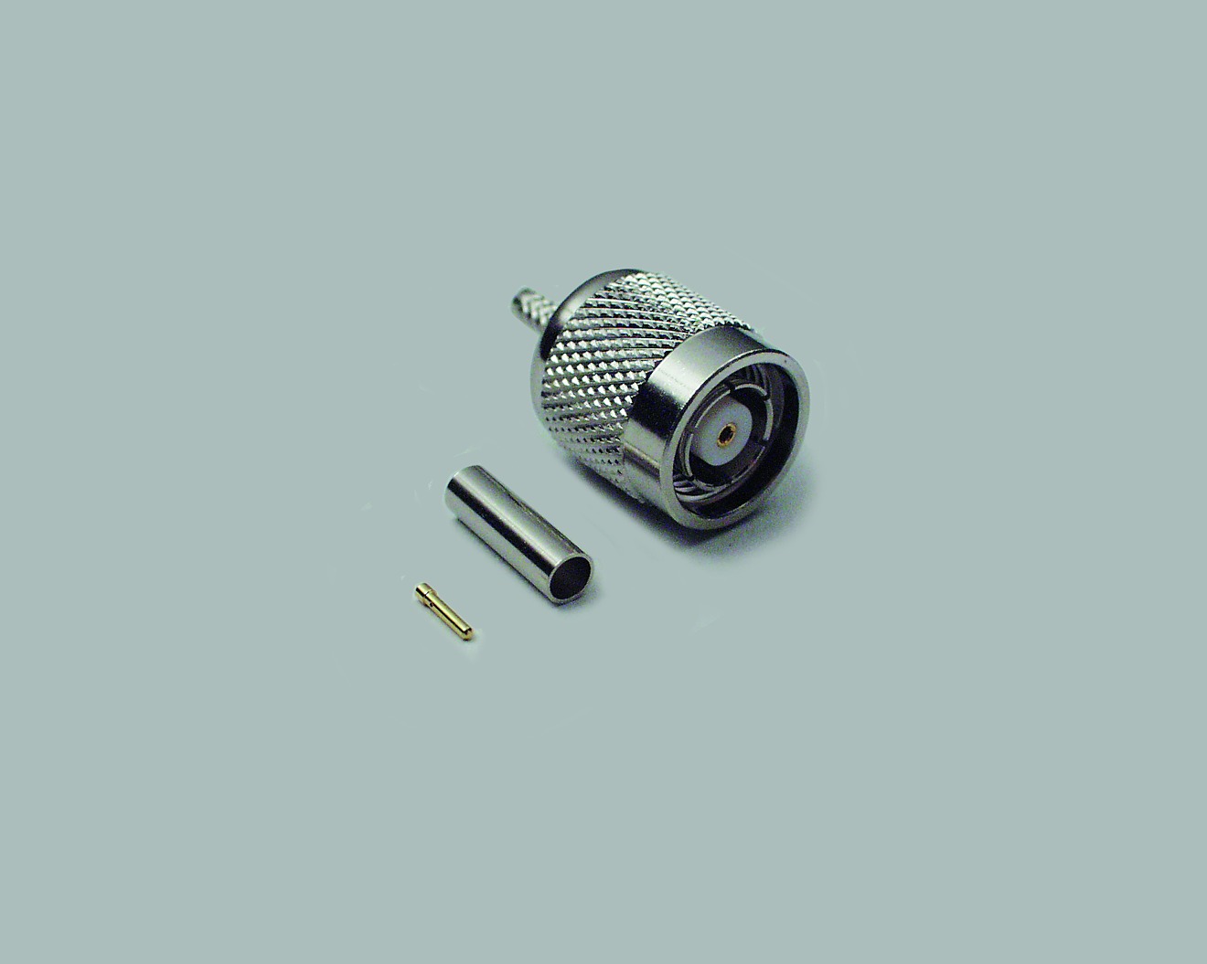 TNC-Reverse Stecker 50 Ohm, Crimpausf., Teflon-Isolation, für RG 58/141, 100 Stk.