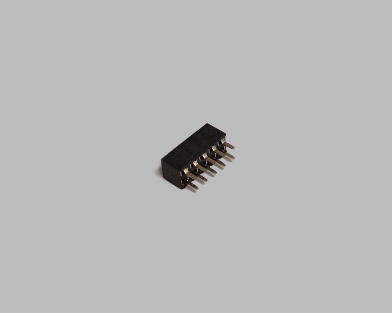 Buchsenleiste zweireihig 2x5-polig, gerade, vergoldet, Raster 2,54mm, Bauhöhe 5,0mm, Isolation Nylon 6T, nicht trennbar