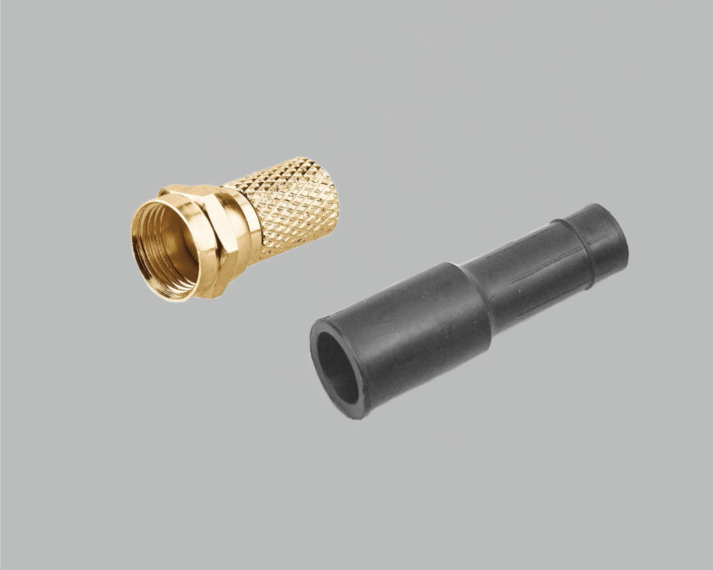 Set, F-Stecker 7,5mm, vergoldet + Gummitülle