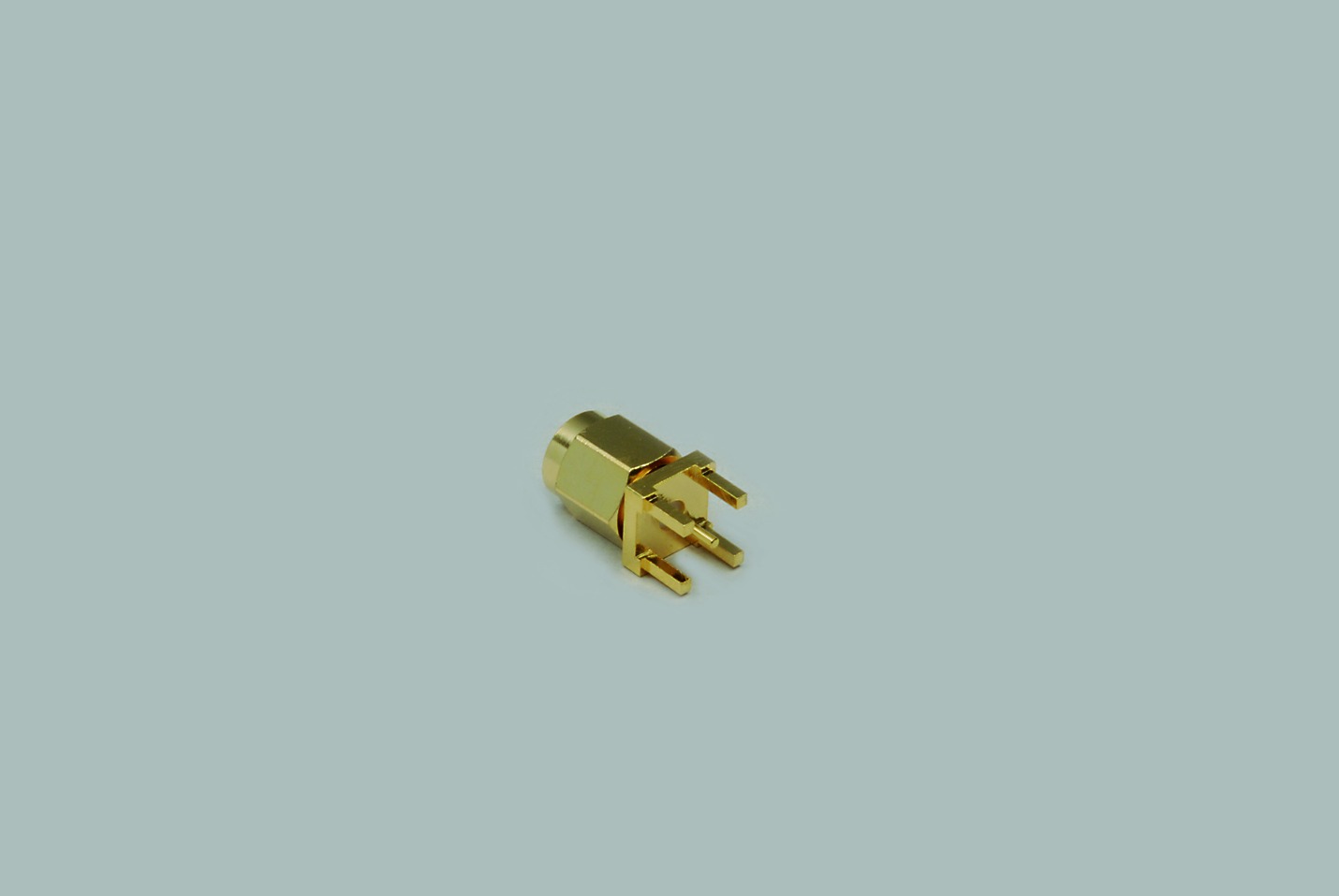 SSMA-Einbaustecker, Printausführung 180°, vergoldet