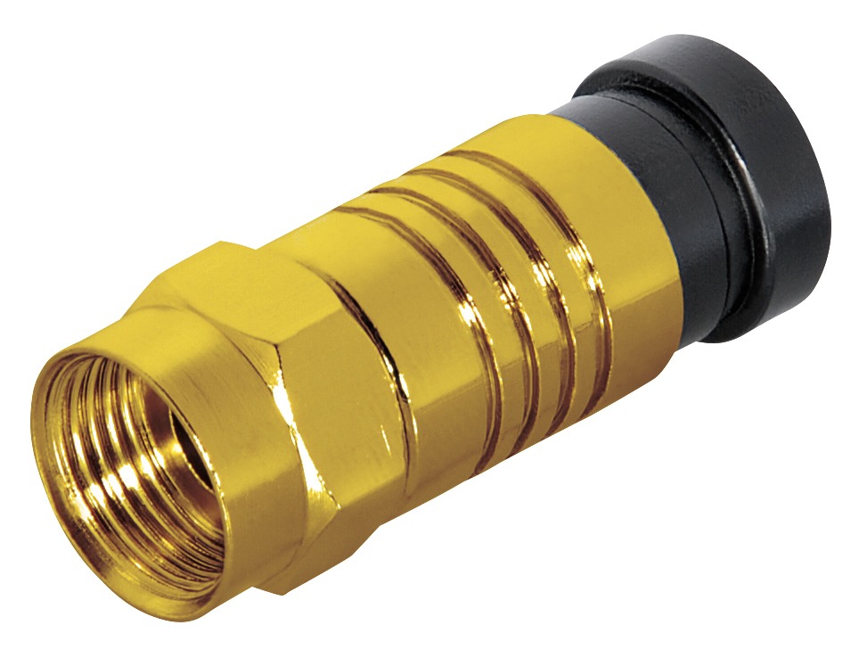 F-Kompressions-Stecker für Kabel 8,2mm, Isolation 5,2mm, Gehäuse vergoldet