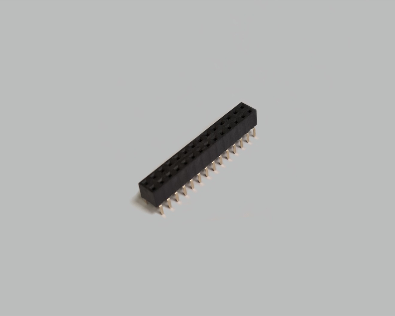 Buchsenleiste zweireihig mit Dual Entry 2x14-polig, gerade, vergoldet, Raster 2,54mm, Bauhöhe 5,0mm, nicht trennbar