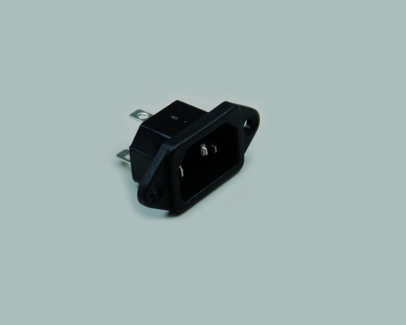 Kaltgeräte-Einbaustecker C14,  Steck-Lötkontakte, Flanschbefestigung