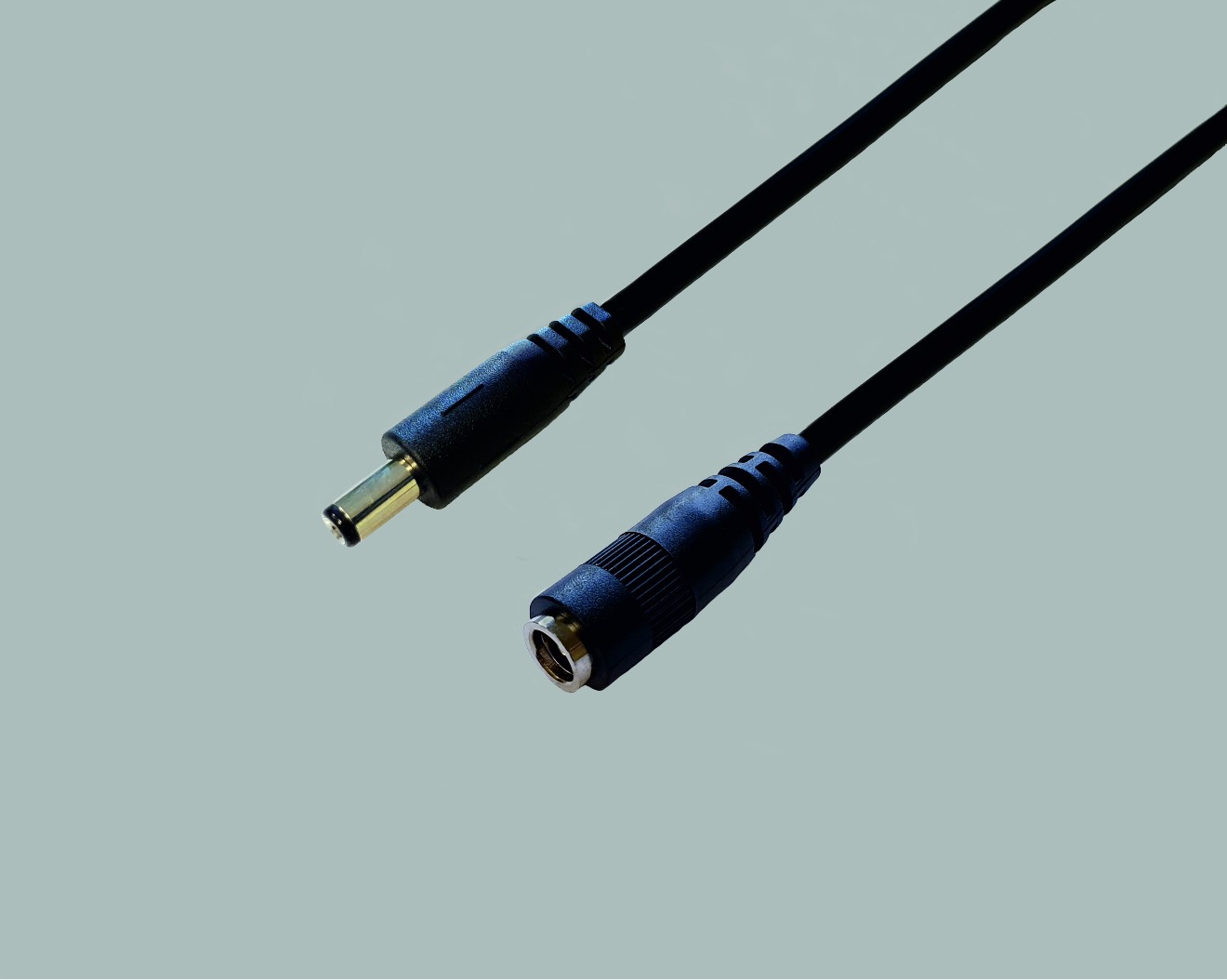DC Anschlusskabel mit Stecker, DC-Stecker 2,5x5,5x9,5mm auf DC-Kupplung 2,5x5,5mm , 0,50mm² , schwarz, 3m
