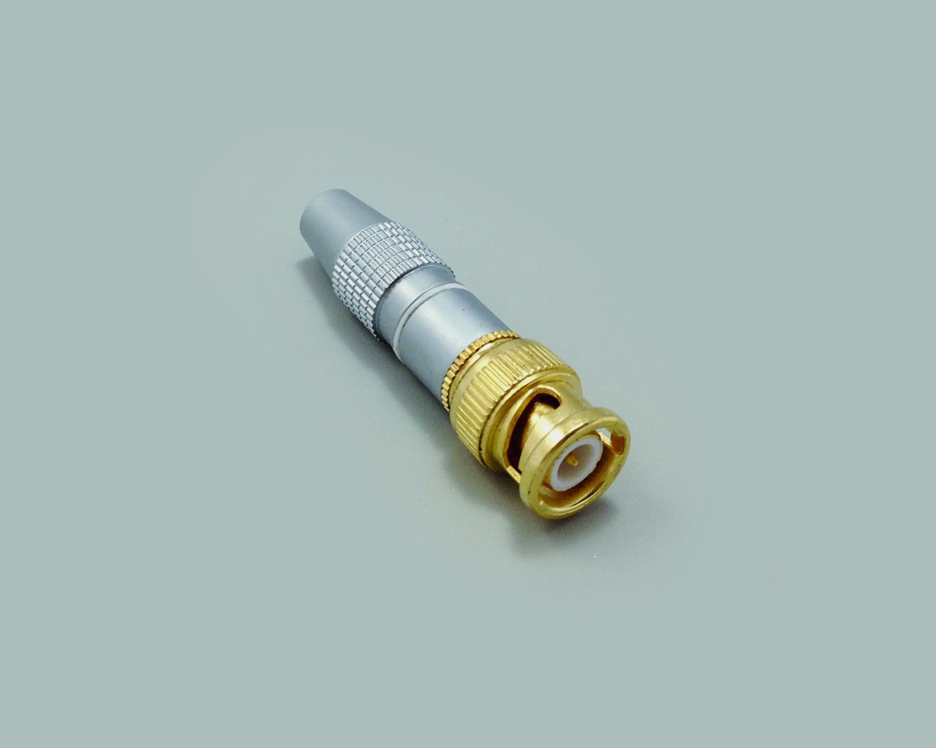 BNC-Stecker, weiße Kennung, Gehäuse Pearlchrome