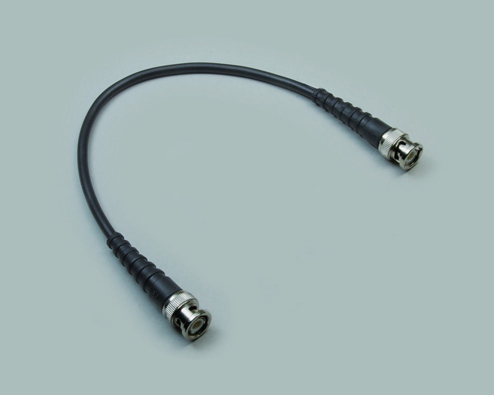 BNC-Anschlußkabel, mit Kabeltülle, BNC-Stecker auf BNC-Stecker, Kabeltyp RG 59 B/U, 75 Ohm, 25,0m