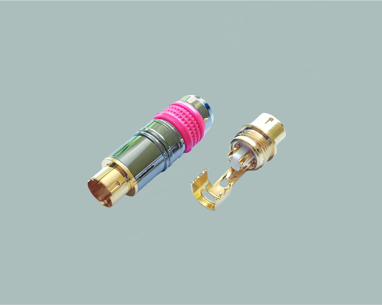 Mini DIN-Stecker, Kennring rot, 4-polig für Kabel Ø5-8mm