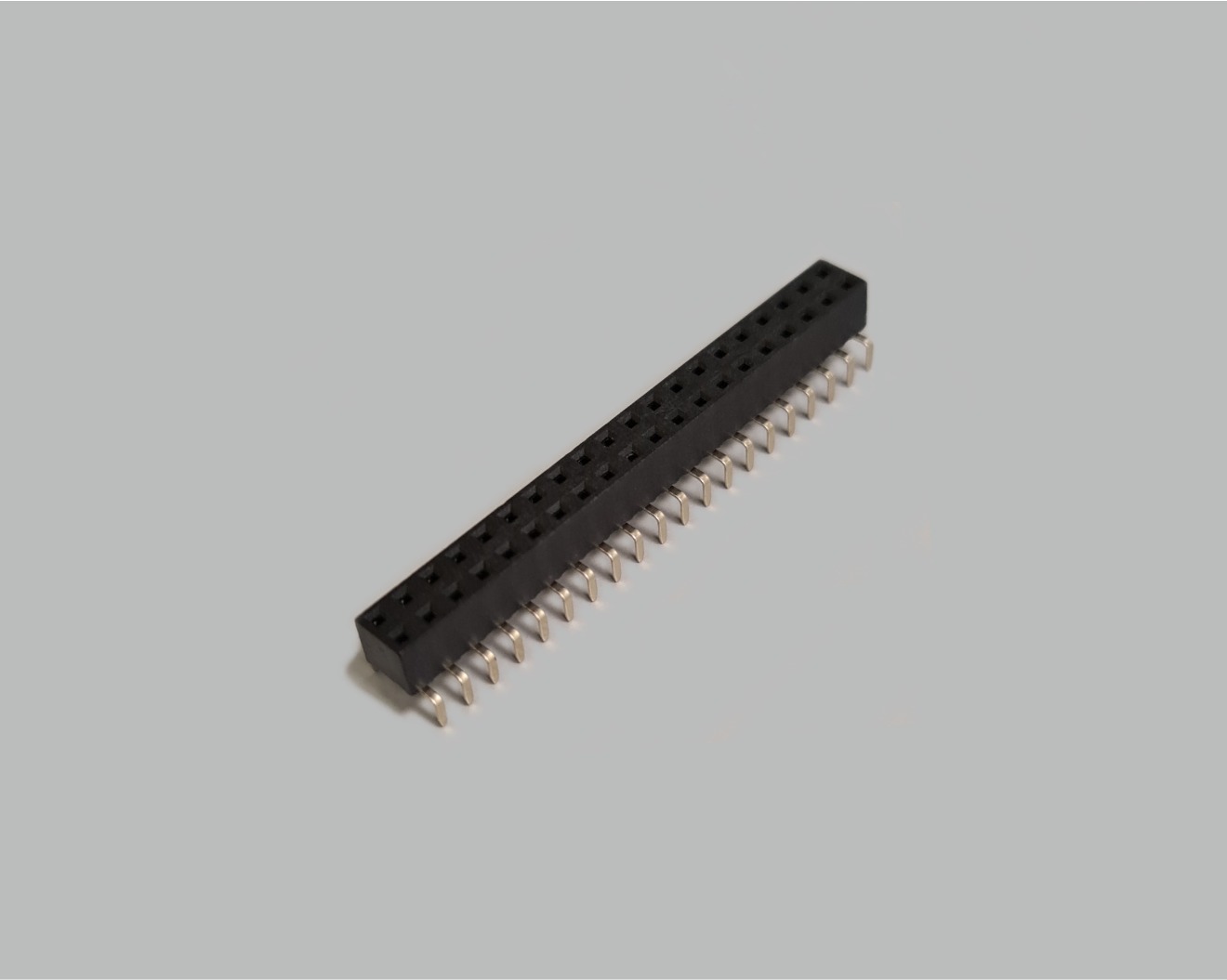 Buchsenleiste zweireihig mit Dual Entry 2x20-polig, gerade, vergoldet, Raster 2,54mm, Bauhöhe 5,0mm, Isolation Nylon 9T, nicht trennbar