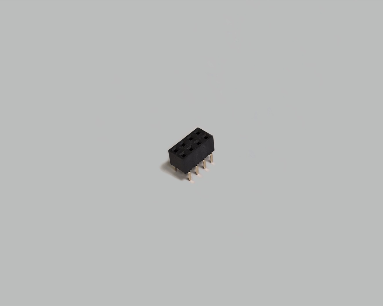Buchsenleiste zweireihig mit Dual Entry 2x4-polig, gerade, vergoldet, Raster 2,54mm, Bauhöhe 5,0mm, nicht trennbar