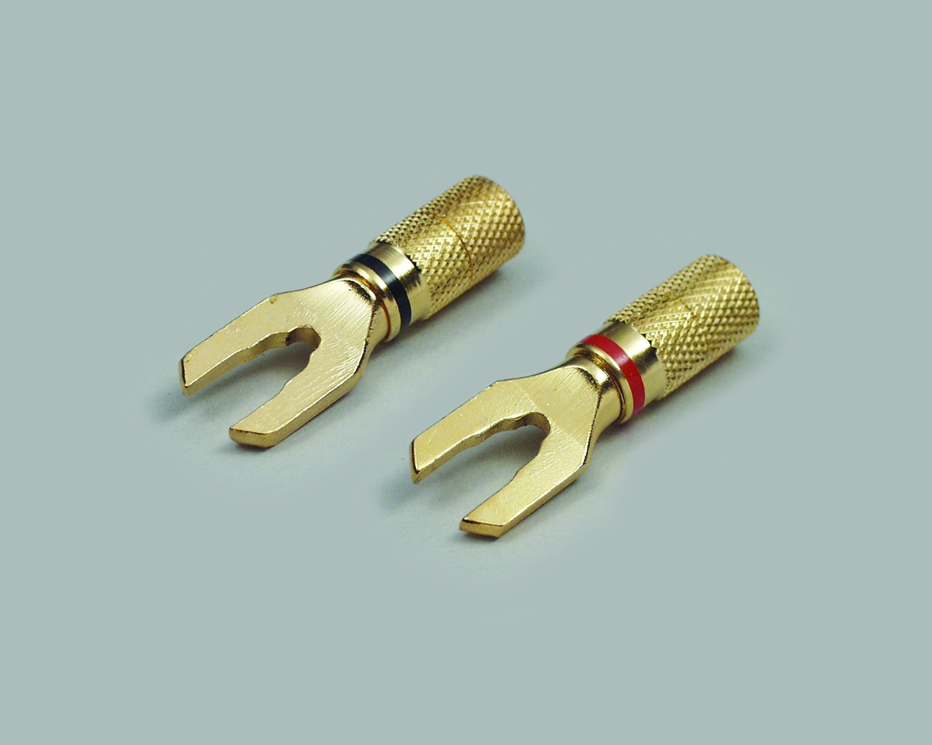 Lautsprecherkabel-Armatur, vergoldet, rot, 6mm², massive Ausführung
