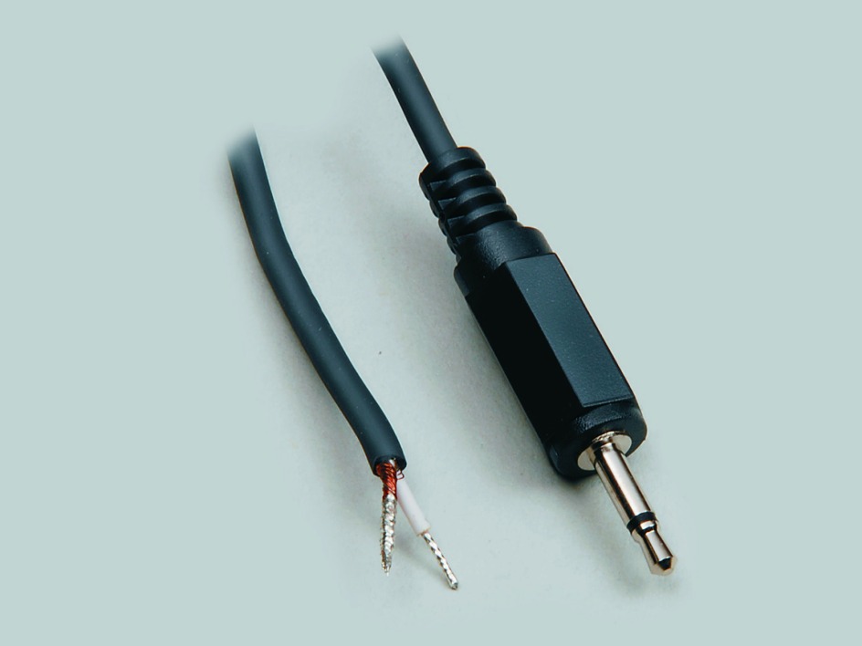 Audio-Anschlußkabel, 1,8m, schwarz, KabelØ 2.50mm, 2.50mm Klinkenstecker gerade, Mono