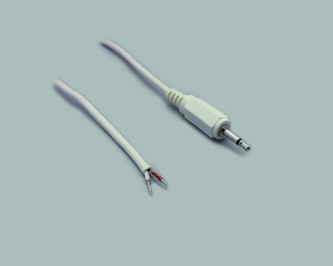 Audio-Anschlusskabel geschirmt, Klinkenstecker 3,5mm Mono, gerade, weiss, Länge 1,8m