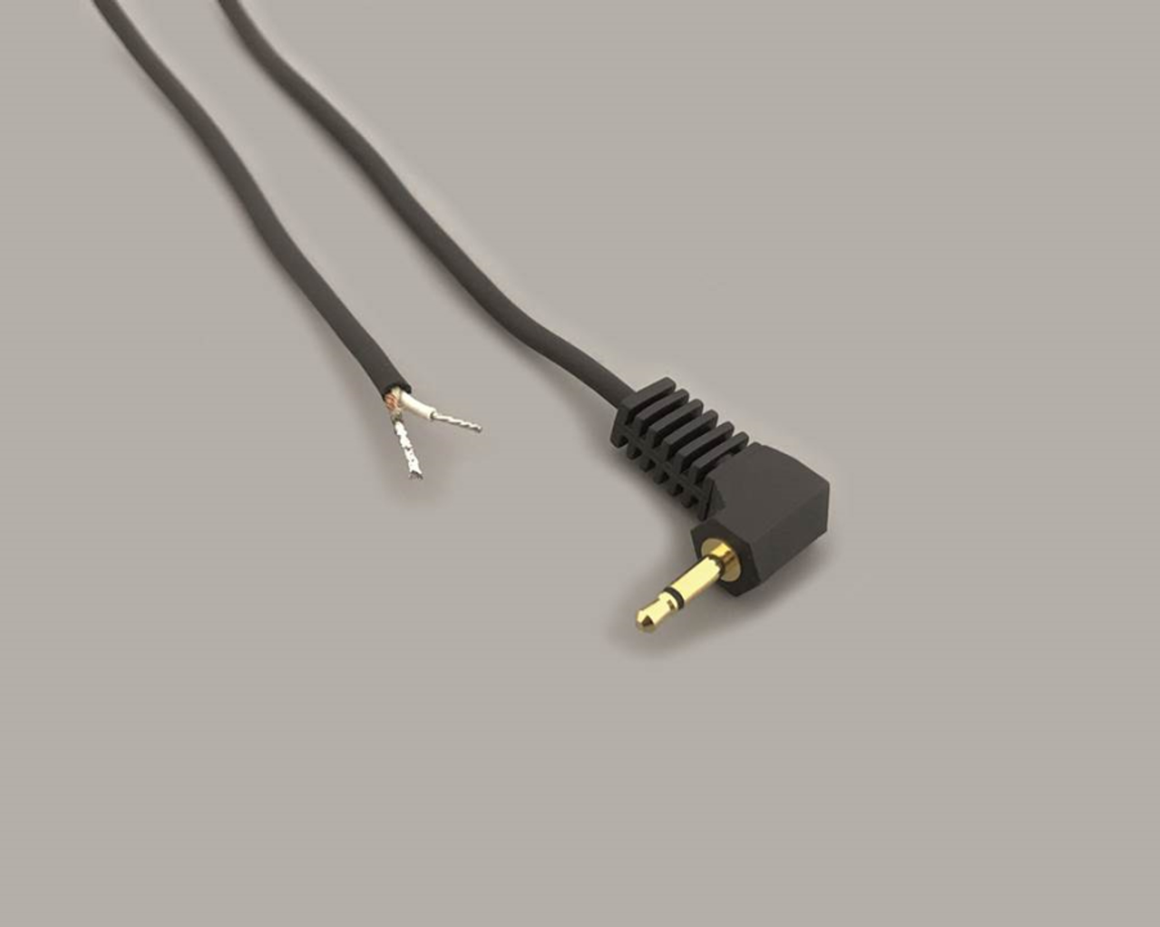 Audio-Anschlußkabel, 1,8m, schwarz, KabelØ 2.50mm, 2.50mm Klinkenstecker gewinkelt, Mono, vergoldet