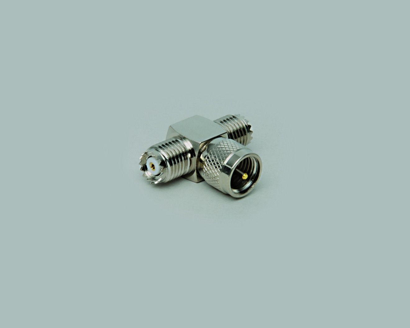 Adapter, Mini-UHF-T-Stück, 1 x Mini-UHF-Stecker, 2 x Mini-UHF-Kupplung