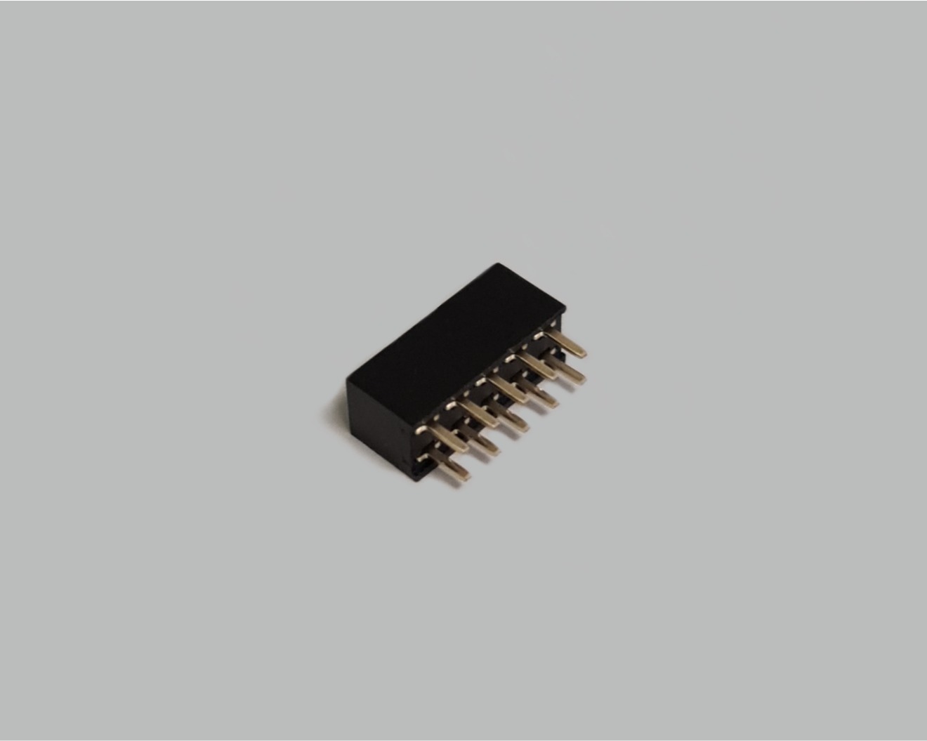 Buchsenleiste zweireihig 2x5-polig, gerade, vergoldet, Raster 2,54mm, Bauhöhe 5,7mm, Isolation Nylon 9T, nicht trennbar