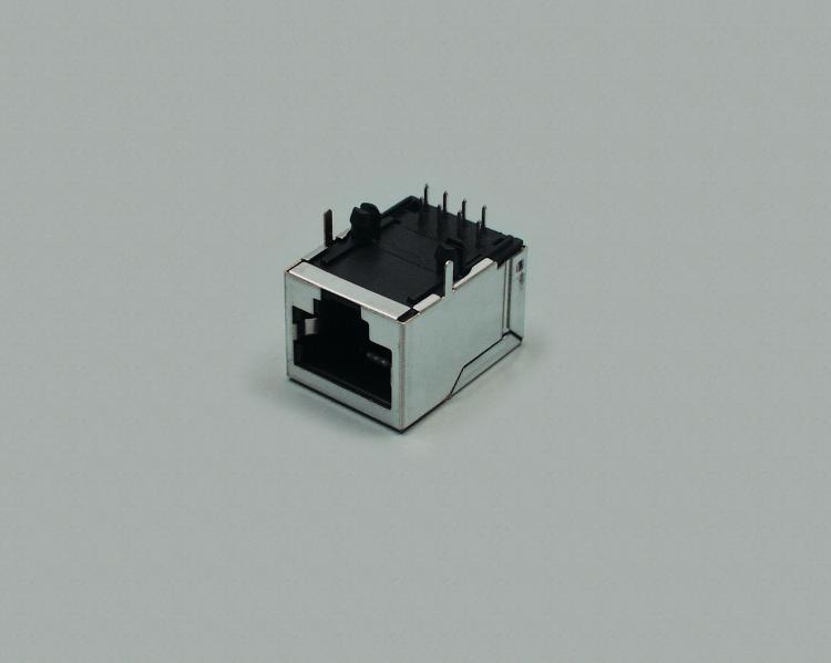 Modular-Einbaubuchse 8-polig 8P8C(RJ45), voll geschirmt, Printausführung 90°, metallisiert, 50 Stk.