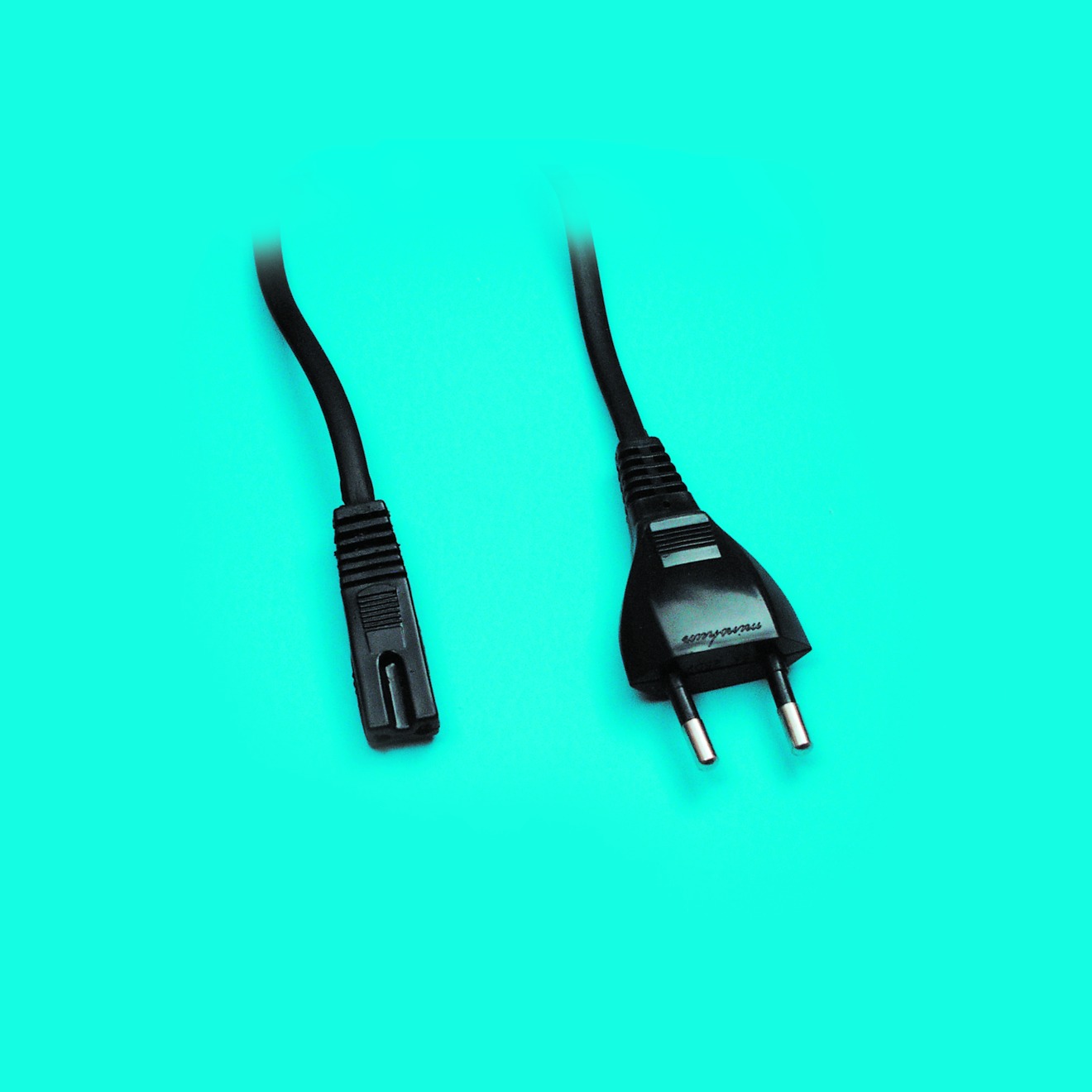 Recorder-Netzkabel, Euro-Norm, Doppelnut, Länge 1,50m, schwarz