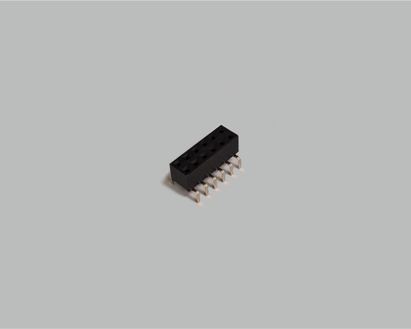 Buchsenleiste zweireihig mit Dual Entry 2x6-polig, gerade, vergoldet, Raster 2,54mm, Bauhöhe 5,0mm, Isolation Nylon 9T, nicht trennbar