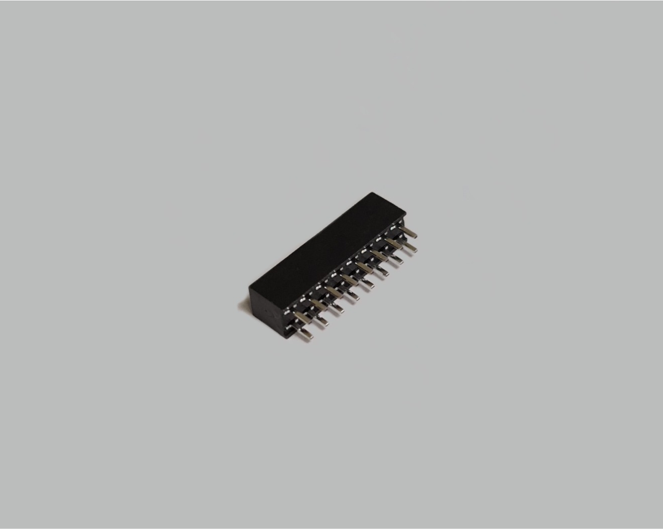 Buchsenleiste zweireihig 2x8-polig, gerade, vergoldet, Raster 2,54mm, Bauhöhe 5,7mm, Isolation Nylon 9T, nicht trennbar