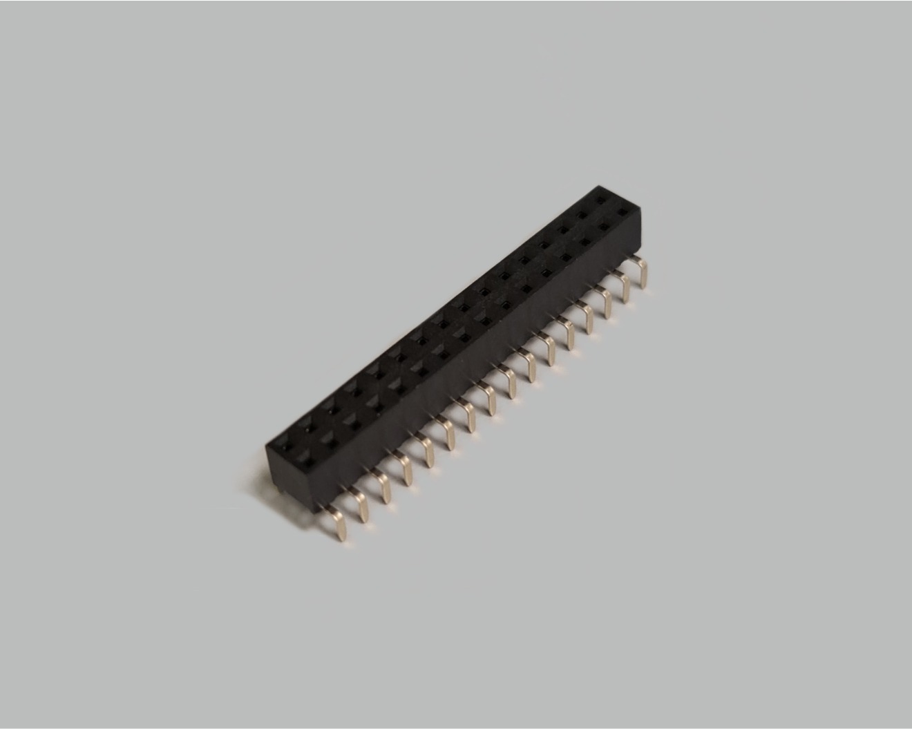 Buchsenleiste zweireihig mit Dual Entry 2x16-polig, gerade, vergoldet, Raster 2,54mm, Bauhöhe 5,0mm, Isolation Nylon 9T, nicht trennbar