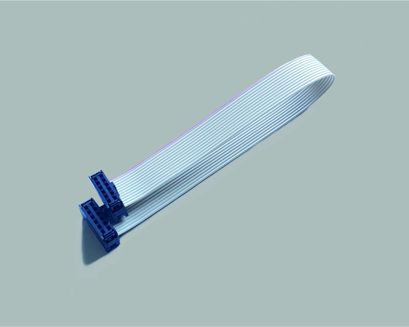 Flachkabel mit Pfostenverbinder 2x6-polig, 2x Pfostenverbinder Raster 2,54mm, H=11mm, schwarz, Flachbandkabel Raster 1,27mm, AWG 28, grau
