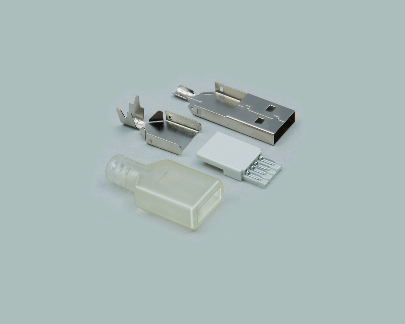 Haube für USB-A Stecker, Lötausführung, 100 Stk.