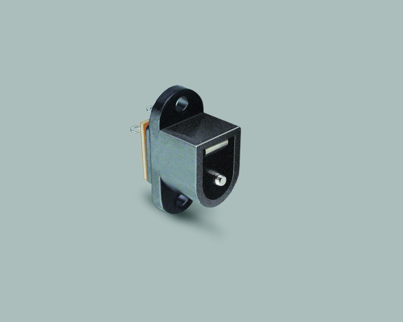 DC-Einbaubuchse, Schalter in Ruhestellung geschl., Lötanschluss, offene  Ausf., Flanschbefestigung, Stift 2,1mm, 24VDC/5A
